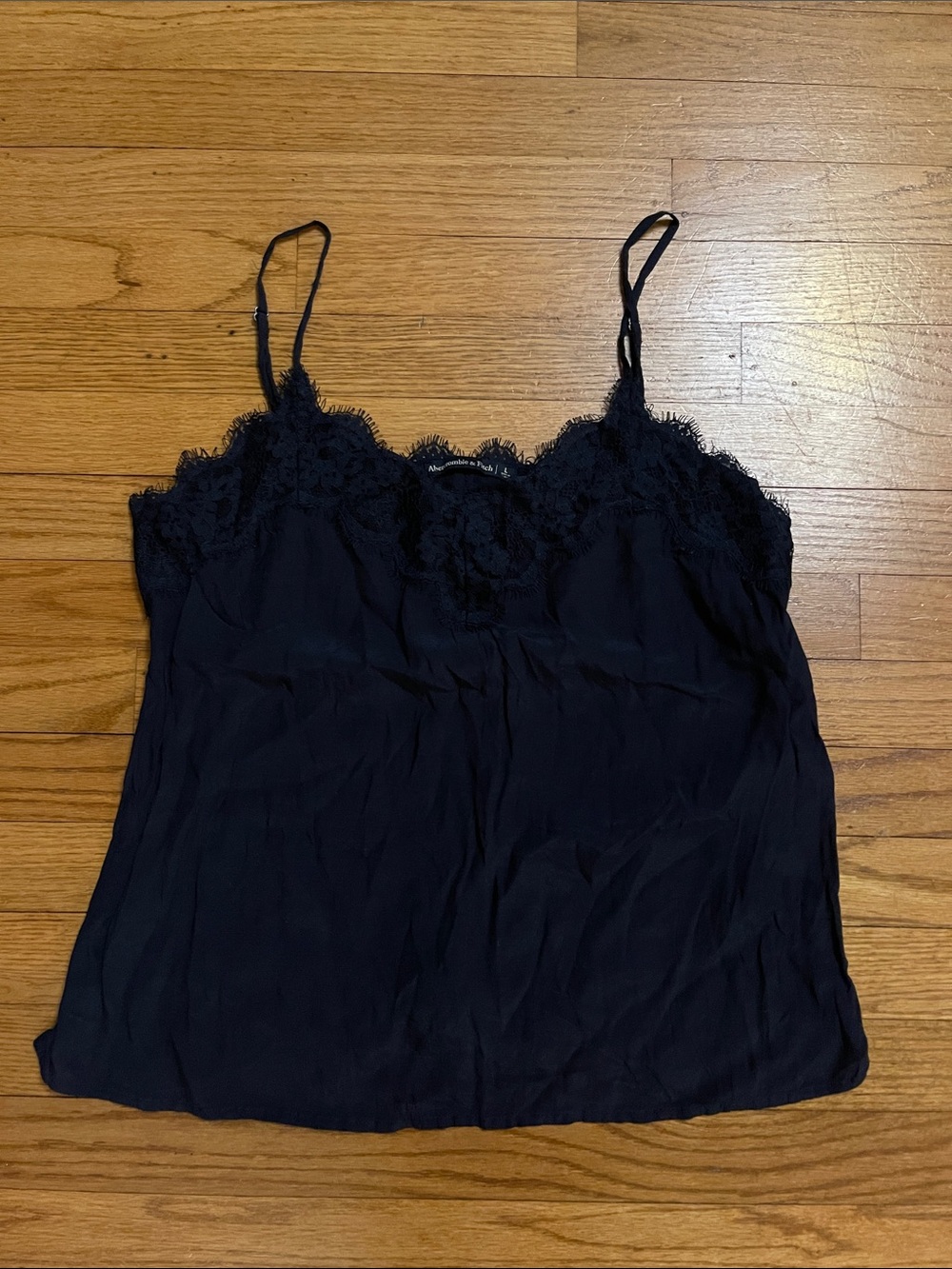 Abercrombie & Fitch Navy Blue Lace and Satin Slip Cami Tank Top size Large